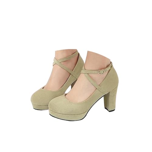 Onsoyours Trachtenschuhe Damen High Heels Sommer Sandalen mit Blockabsatz Elegant Dirndl Schuhe Bequem Brautschuhe A Hellgrün 37 EU von Onsoyours