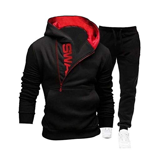 Onsoyours Trainingsanzug Herren Jogginganzug für Männer Sportanzug Freizeitanzug Jogginghose + Hoodie A Schwarz B S von Onsoyours