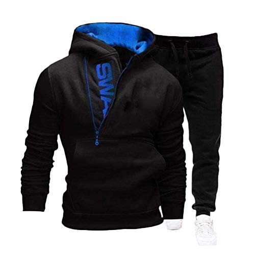 Onsoyours Trainingsanzug Herren Jogginganzug für Männer Sportanzug Freizeitanzug Jogginghose + Zip Sweatshirt Oberteil A Schwarz A L von Onsoyours