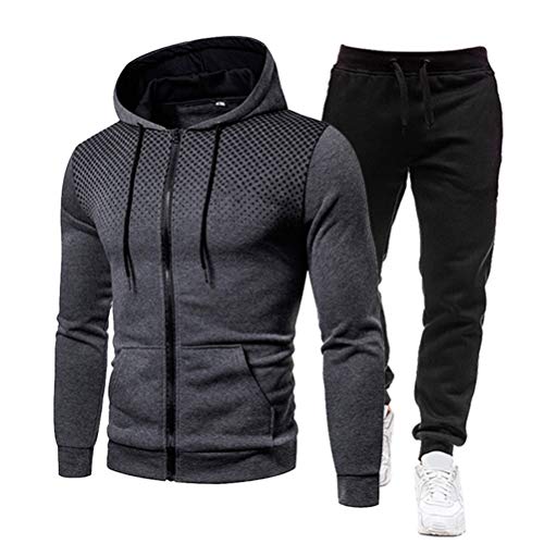 Onsoyours Trainingsanzug Herren Jogginganzug für Männer Sportanzug Freizeitanzug Jogginghose + Zip Sweatshirt Oberteil B Grau M von Onsoyours