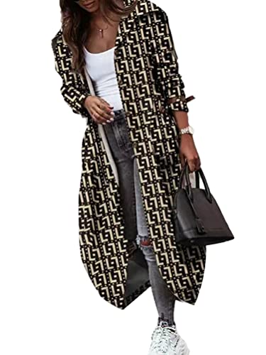 Onsoyours Trenchcoat Damen Elegant Einfarbig Winddichter Jacke Langarm Revers Mantel mit Kapuze Locker Lässig Übergangsjacke Langer Klassische Jacke Übergangsmantel Herbst Frühling C3 Schwarz M von Onsoyours