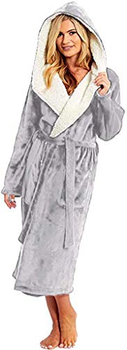 Onsoyours Unisex Herren Damen Bademantel Prato mit Kapuze I Morgenmantel flauschig I Nachtwäsche aus edler Mikrofaser I Kimono B Grau 5XL von Onsoyours