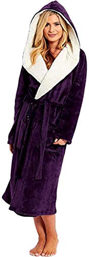 Onsoyours Unisex Herren Damen Bademantel Prato mit Kapuze I Morgenmantel flauschig I Nachtwäsche aus edler Mikrofaser I Kimono B Violett L von Onsoyours