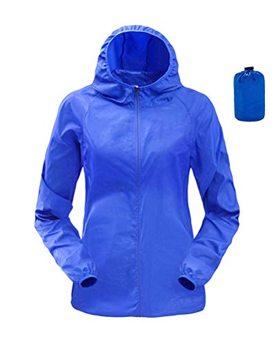 Onsoyours Unisex Sommer Leichte Hoodie Regen Jacke Übergangs Schnell Trocken Windbreaker Outdoor Sonnenschutz Softshell Jacke Dünne Fahrradjacke Regenjacke A Blau 3XL von Onsoyours