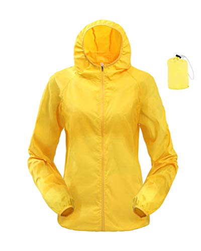 Onsoyours Unisex Sommer Leichte Hoodie Regen Jacke Übergangs Schnell Trocken Windbreaker Outdoor Sonnenschutz Softshell Jacke Dünne Fahrradjacke Regenjacke A Gelb L von Onsoyours