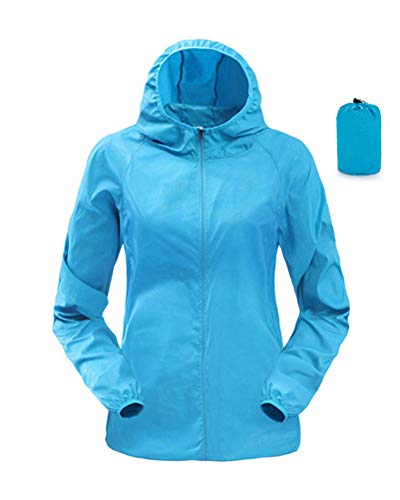 Onsoyours Unisex Sommer Leichte Hoodie Regen Jacke Übergangs Schnell Trocken Windbreaker Outdoor Sonnenschutz Softshell Jacke Dünne Fahrradjacke Regenjacke A Hellblau L von Onsoyours