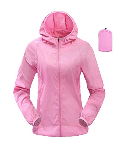 Onsoyours Unisex Sommer Leichte Hoodie Regen Jacke Übergangs Schnell Trocken Windbreaker Outdoor Sonnenschutz Softshell Jacke Dünne Fahrradjacke Regenjacke A Rosa S von Onsoyours