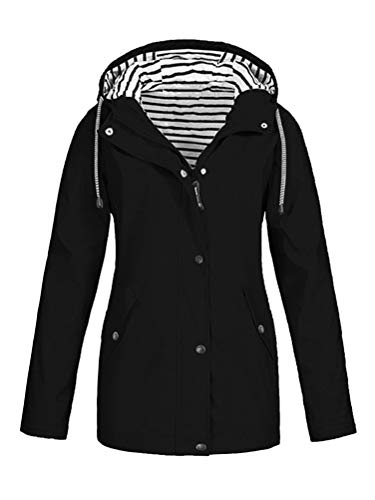 Onsoyours Wasserdichter Kapuzen Regenmantel Damen Solide Regenjacke Freien Winddichte Überzieher Damen Regenjacke Kurzmantel Rainy maritimer Look A Schwarz 50 von Onsoyours