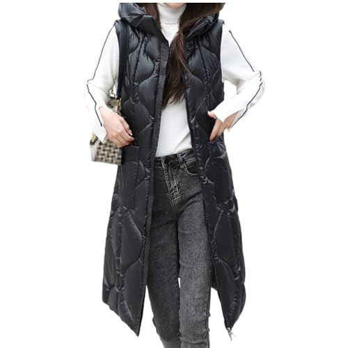 Onsoyours Weste Damen Lang Steppweste Winter Warm Daunenweste Übergangsweste Mit Kapuze Leicht Ärmellos Jacke mit Reissverschluss Taschen A Schwarz XXL Onsoyours Weste Damen Lang Steppweste Winter Warm Daunenweste Übergangsweste Mit Kapuze Leicht Ärmellos Jacke mit Reissverschluss Taschen A Schwarz XXL von Onsoyours