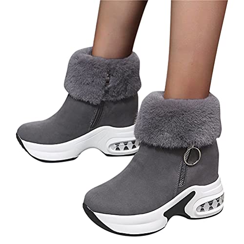 Onsoyours Winter Stiefel Damen Winterschuhe Stiefel Einfarbige Elegant Stiefeletten Damenschuhe Frauen Herbst Winter Schneestiefel Warme Ankle Boots Plateau Schuhe A Grau 39 EU von Onsoyours