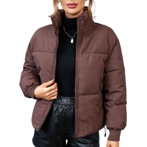 Onsoyours Winterjacke Damen Wintermantel Auf Beiden Seiten Parka mit Fell Kapuze Warm Fleece Gefütterter Doppelseitige Winter Mantel Jacke Outdoorjacke B Kaffee XS von Onsoyours