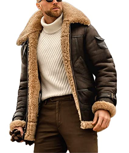 Onsoyours Winterjacke Herren Parka Dicker Warme Bomberjacke Winter Mantel Casual Fleecejacke Übergangsjacke A Kaffee 3XL von Onsoyours