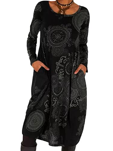 Onsoyours Winterkleid Damen Langarm Festlich Kleid Winter Damen Elegant Abendkleid Kurz Weihnachtskleid V Ausschnitt Partykleid B Dunkelgrau XL von Onsoyours