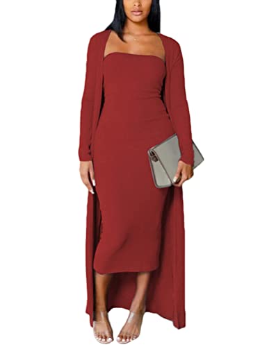 Onsoyours Winterkleid Damen Langarm Festlich Kleid Winter Damen Elegant Abendkleid Weihnachtskleid Partykleid A Rot M von Onsoyours