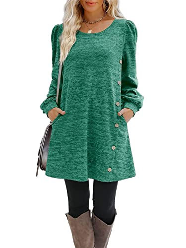 Onsoyours Winterkleider Damen Langarm Minikleid für Damen Weihnachtskleider Langes Tunika Strandkleid Loose Kleid A Grün M von Onsoyours