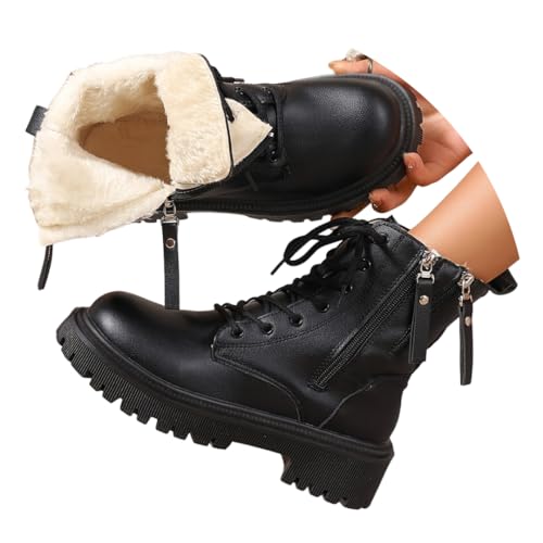 Onsoyours Winterstiefel Damen Gefüttert Winterschuhe PU Stiefeletten Warm Winter Stiefel Kurzschaft Schneestiefel Boots A Schwarz 39 EU von Onsoyours
