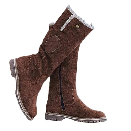 Onsoyours Winterstiefel Damen Gefüttert Winterschuhe Stiefeletten Warm Winter Stiefel Langschaftstiefel Schneestiefel Boots Frauen Wandern A Braun 40 EU von Onsoyours