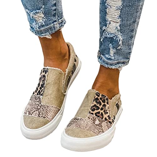 Onsoyours Women's Lightweight Trainers Loafer Shoes Casual Hiking Shoes Painted Travel Shoe Slip On Shoes Khaki 38 EU von Onsoyours