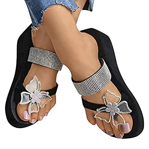 Onsoyours Women's Sandals Casual Summer Shoes Wedge Peep Toe Flip Flop Shoes with Rhinestone Butterfly High Heel Platform Non-Slip Sandals Weiß 39 EU von Onsoyours