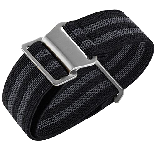 Onthelevel French Troops Fallschirmtasche für Nylon-Armband, 18 mm, 20 mm, 22 mm, Uhrenarmband (20 mm, bk grau und silberne Schnalle) von Onthelevel