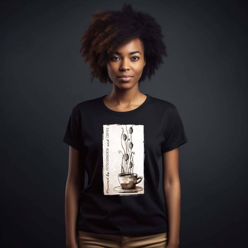 Powered By Mitochondria & Coffee T-Shirt - Gift For Scientist, Lover Shirt von Ontogenie