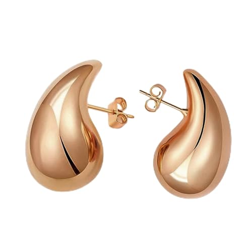 Onvavient Ohrringe Dupes, Ohrhänger Damen, Wassertropfen Ohrring Hypoallergene, Elegante Damenohrringe, Modeschmuck Schmuckstück Ohrstecker für Frauen Mädchen (Rosegold, 15 x 24 mm) von Onvavient