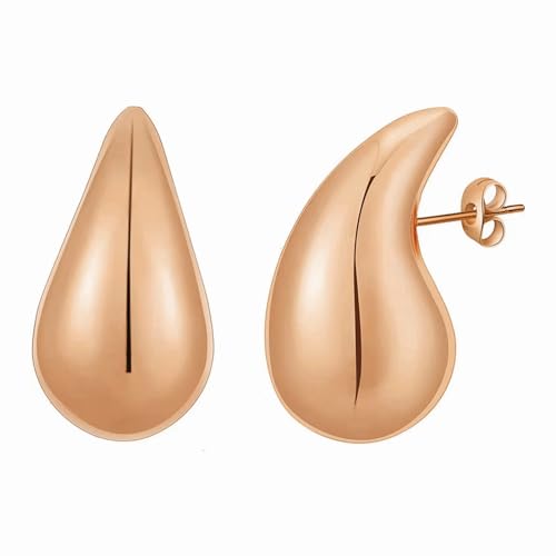 Onvavient Ohrringe Dupes, Ohrhänger Damen, Wassertropfen Ohrring Hypoallergene, Elegante Damenohrringe, Modeschmuck Schmuckstück Ohrstecker für Frauen Mädchen (Rosegold, 18 x 31 mm) von Onvavient