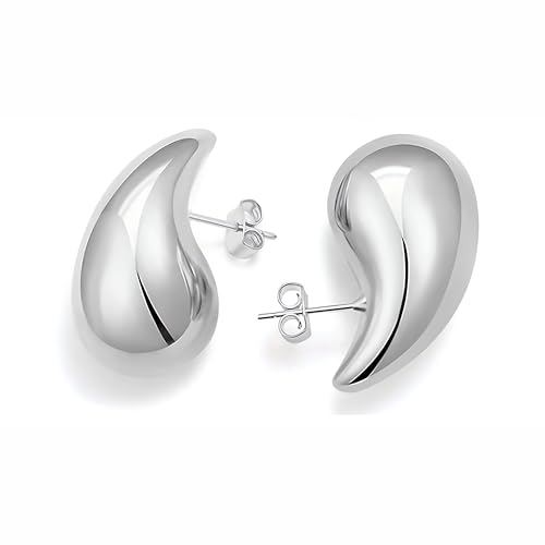 Onvavient Ohrringe Dupes, Ohrhänger Damen, Wassertropfen Ohrring Hypoallergene, Elegante Damenohrringe, Modeschmuck Schmuckstück Ohrstecker für Frauen Mädchen (Silber, 12 x 18 mm) von Onvavient