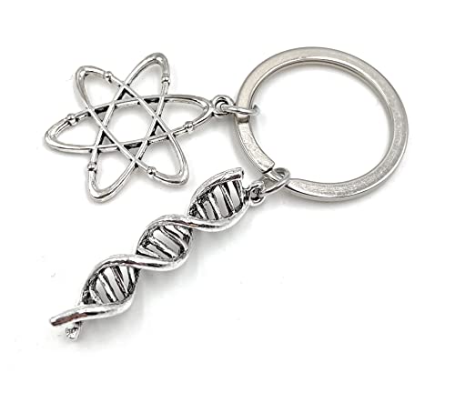 Onwomania DNA Physik Symbol Metall Schlüsselanhänger, Glücksbringer in Alu Geschenkbox, ideal zum Verschenken von Onwomania