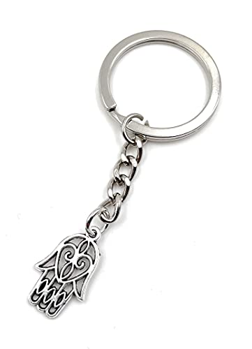 Onwomania Fatima Hand Schlüsselanhänger Metall Glücksbringer in Alu Geschenkbox, ideal zum Verschenken von Onwomania