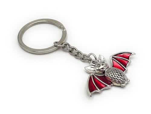 Onwomania Fledermaus Vampir Flügel rot Schlüsselanhänger aus Metall silber Schlüsselringe Auto Organizer Geschenke für Geburtstag Männer Frauen und Kinder von Onwomania