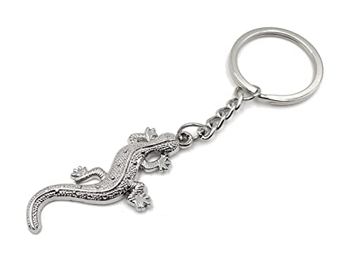Onwomania Gekko Salamander Echse Schlüsselanhänger Metall Glücksbringer in Alu Geschenkbox, ideal zum Verschenken von Onwomania