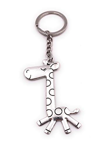 Onwomania Giraffe langer Hals Schlüsselanhänger Metall Glücksbringer in Alu Geschenkbox, ideal zum Verschenken von Onwomania