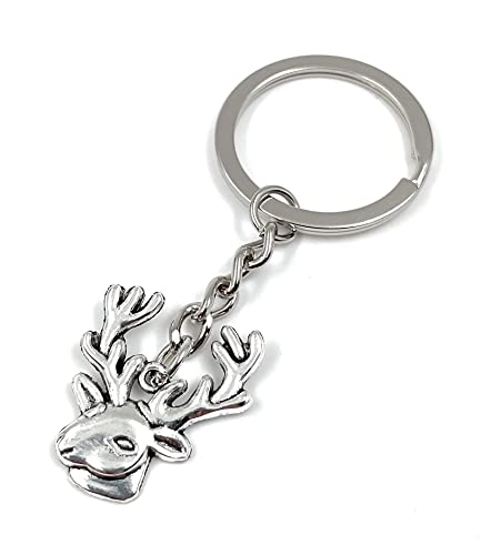 Onwomania Hirsch kopf Reh Elch Geweih Trophäe Schlüsselanhänger Metall Glücksbringer in Alu Geschenkbox, ideal zum Verschenken von Onwomania