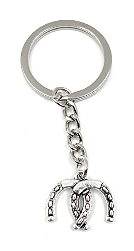 Onwomania Hufeisen doppel 2 Schlüsselanhänger Metall Glücksbringer in Alu Geschenkbox, ideal zum Verschenken von Onwomania