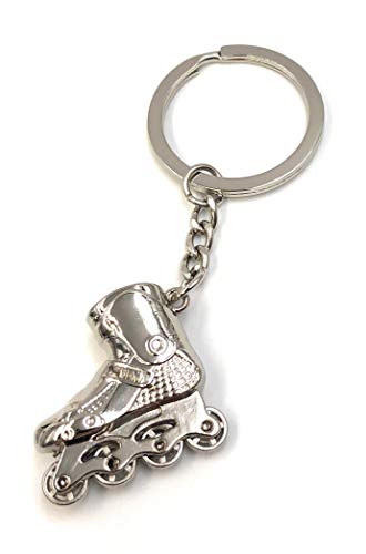 Onwomania Inline Skate Skaten Schlüsselanhänger Metall Glücksbringer in Alu Geschenkbox, ideal zum Verschenken von Onwomania