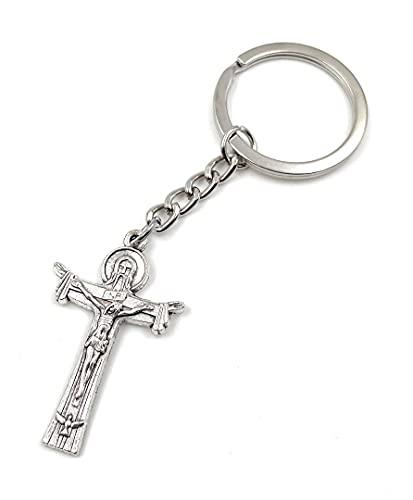 Onwomania Kruzifix Jesus Kreuz N.R. Schlüsselanhänger Metall Glücksbringer in Alu Geschenkbox, ideal zum Verschenken von Onwomania