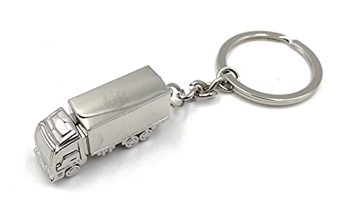 Onwomania LKW Truck Brummi Schlüsselanhänger Metall Glücksbringer in Alu Geschenkbox, ideal zum Verschenken von Onwomania