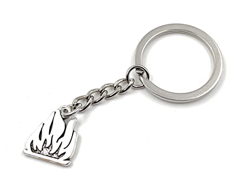 Onwomania Lagerfeuer Ofen Feuer Schlüsselanhänger Metall Glücksbringer in Alu Geschenkbox, ideal zum Verschenken von Onwomania