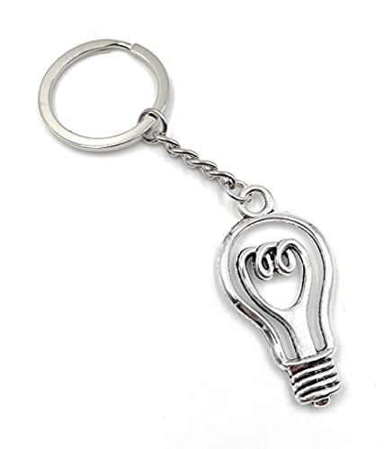 Onwomania Lampe Birne Glühlampe Schlüsselanhänger Metall Glücksbringer in Alu Geschenkbox, ideal zum Verschenken von Onwomania