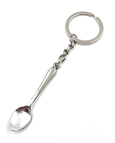 Onwomania Löffel Besteck einfach Schlüsselanhänger Metall Glücksbringer in Alu Geschenkbox, ideal zum Verschenken von Onwomania