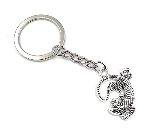 Onwomania Lurch Gecko Echse Schlüsselanhänger Metall Glücksbringer in Alu Geschenkbox, ideal zum Verschenken von Onwomania
