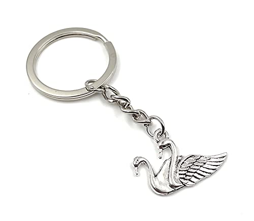 Onwomania Schwäne im zusammen 2 niedlich Schlüsselanhänger Metall Glücksbringer in Alu Geschenkbox, ideal zum Verschenken von Onwomania