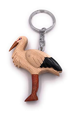 Onwomania - "-Storch Vogel Ciconiiformes Schlüsselanhänger - Holz Glücksbringer ideal als Geschenk z.B. für den besten Freund, die beste Freundin, Mama - Für Männer, Frauen & Kinder von Onwomania