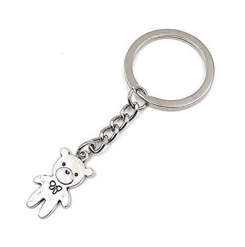 Onwomania Teddy Bär mit Fliege Schleife Schlüsselanhänger Metall Glücksbringer in Alu Geschenkbox, ideal zum Verschenken von Onwomania