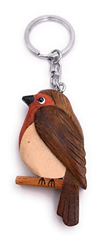 Onwomania - "-Vogel dick Meise Schlüsselanhänger - Holz Glücksbringer z.B. für den besten Freund, die Beste Freundin, Mama - Für Männer, Frauen & Kinder von Onwomania