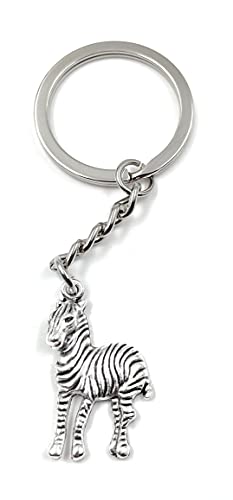 Onwomania Zebra Tier gestreift Schlüsselanhänger Metall Glücksbringer in Alu Geschenkbox, ideal zum Verschenken von Onwomania
