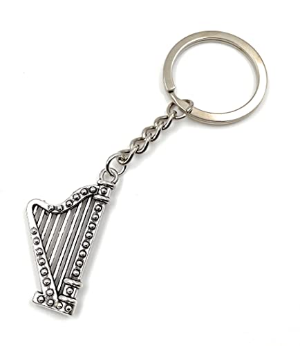 Onwomania Zupfintrument Harfe Schlüsselanhänger Metall Glücksbringer in Alu Geschenkbox, ideal zum Verschenken von Onwomania