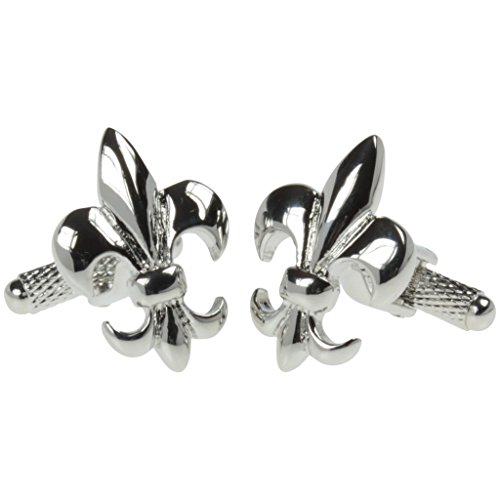 Silber Farbe Fleur de Lis Classic Manschettenknöpfe – Lieferung in Onyx Art Manschettenknöpfe Geschenk-Box von Onyx - Art