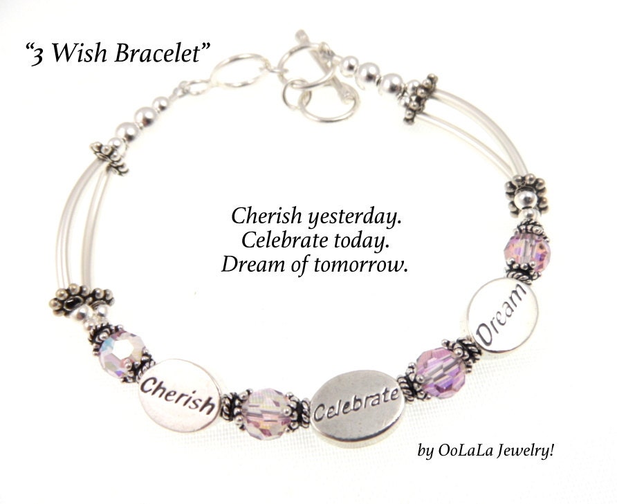 Abschluss Armband, 3 Wunsch Message Schmuck Mit Gedicht, Freundschaftsarmband, Wort Schmuck, Worten von OoLaLaJewelry